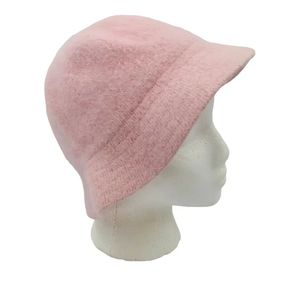 DAVID & YOUNG Vintage Bell-2 Bucket Hat 90% Angora Fur Cap Pink
